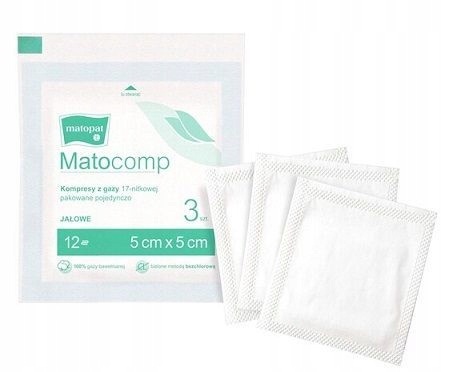 MATOCOMP Kompresy Jałowe 5x5cm 12warstwowe 3szt.