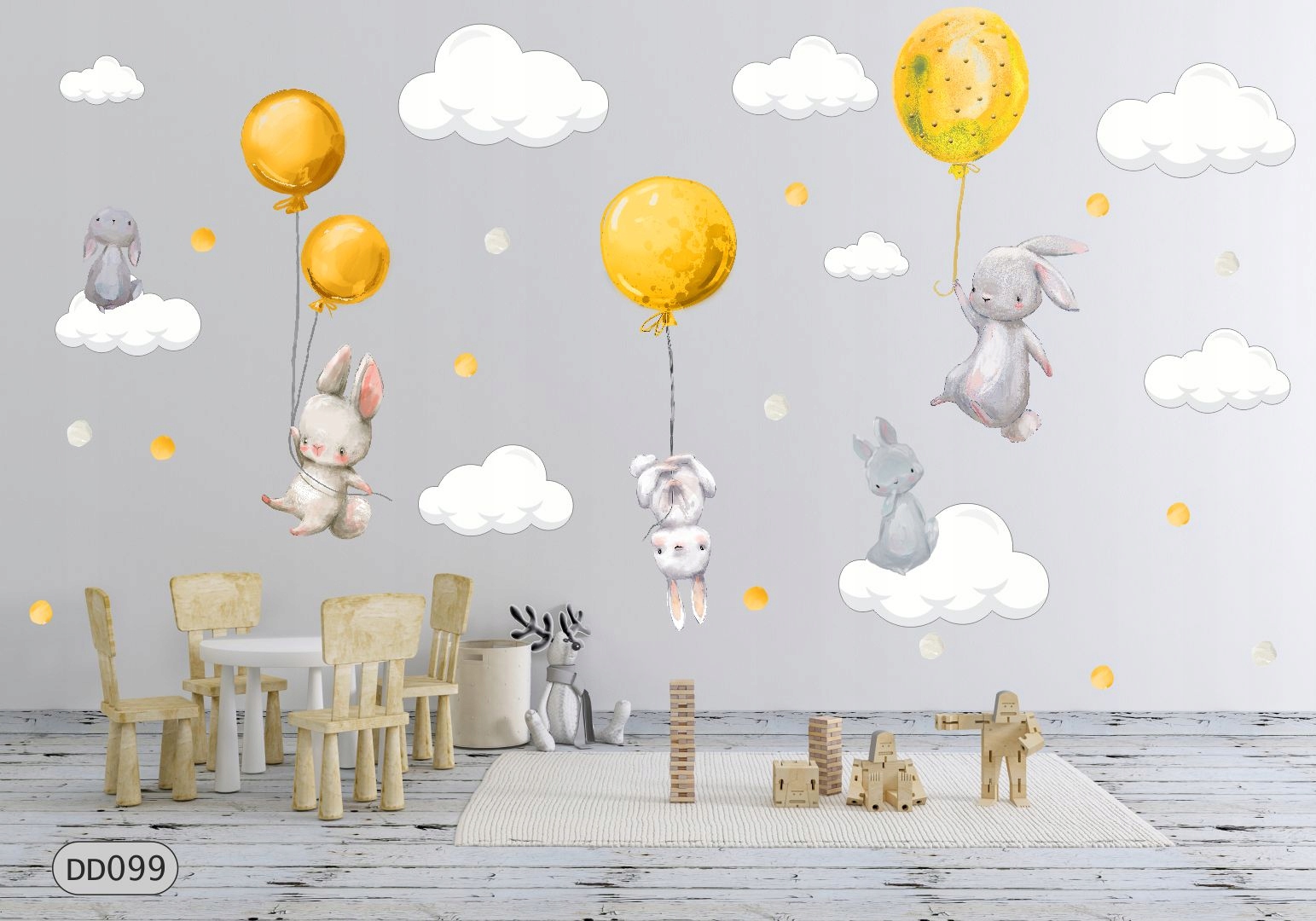 KRÓLIKI GROSZKI BALONY NAKLEJKI NA ŚCIANĘ 180x100 Szerokość produktu 100 cm