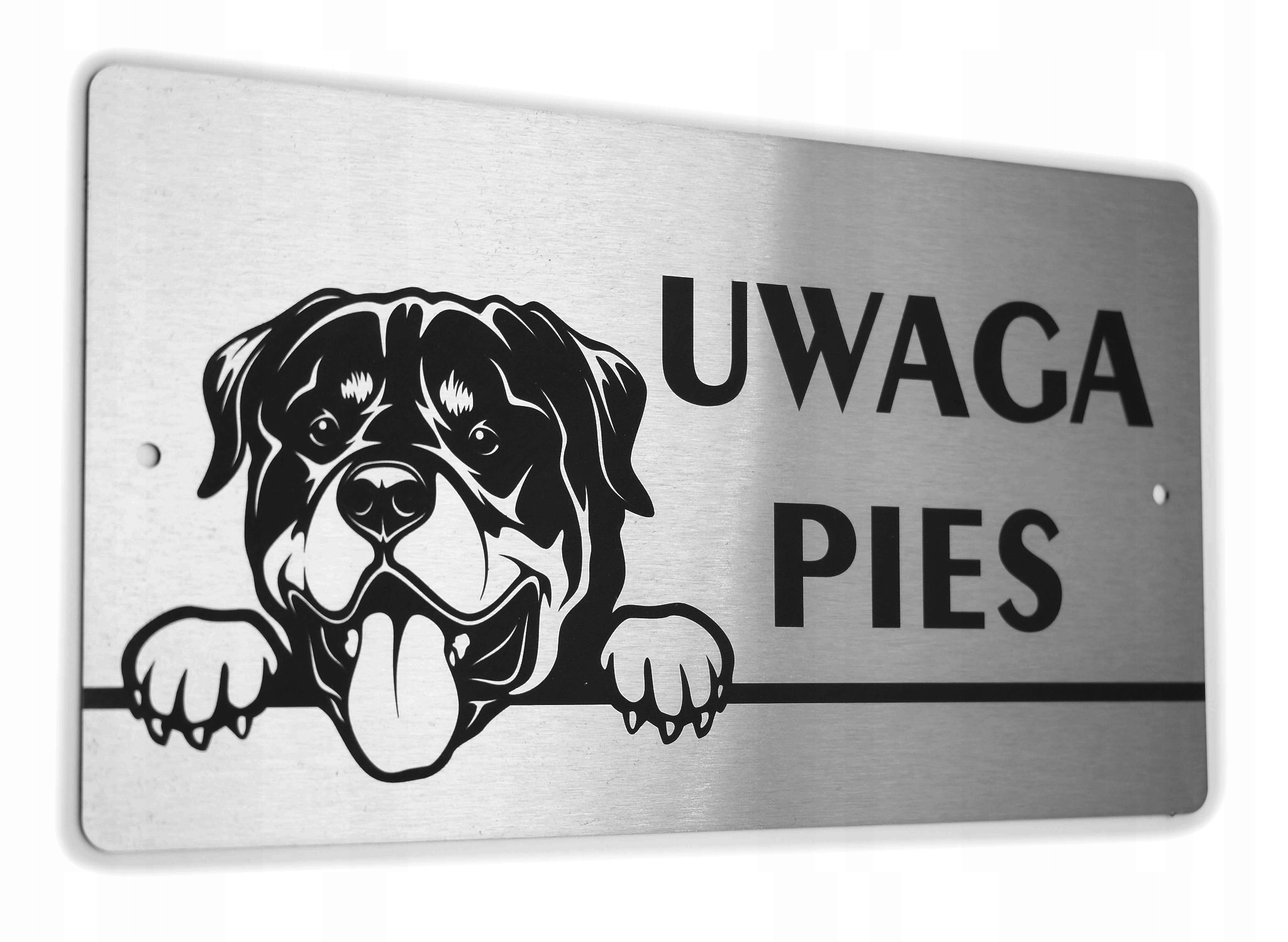 Tabliczka INOX - UWAGA PIES - Rottweiler