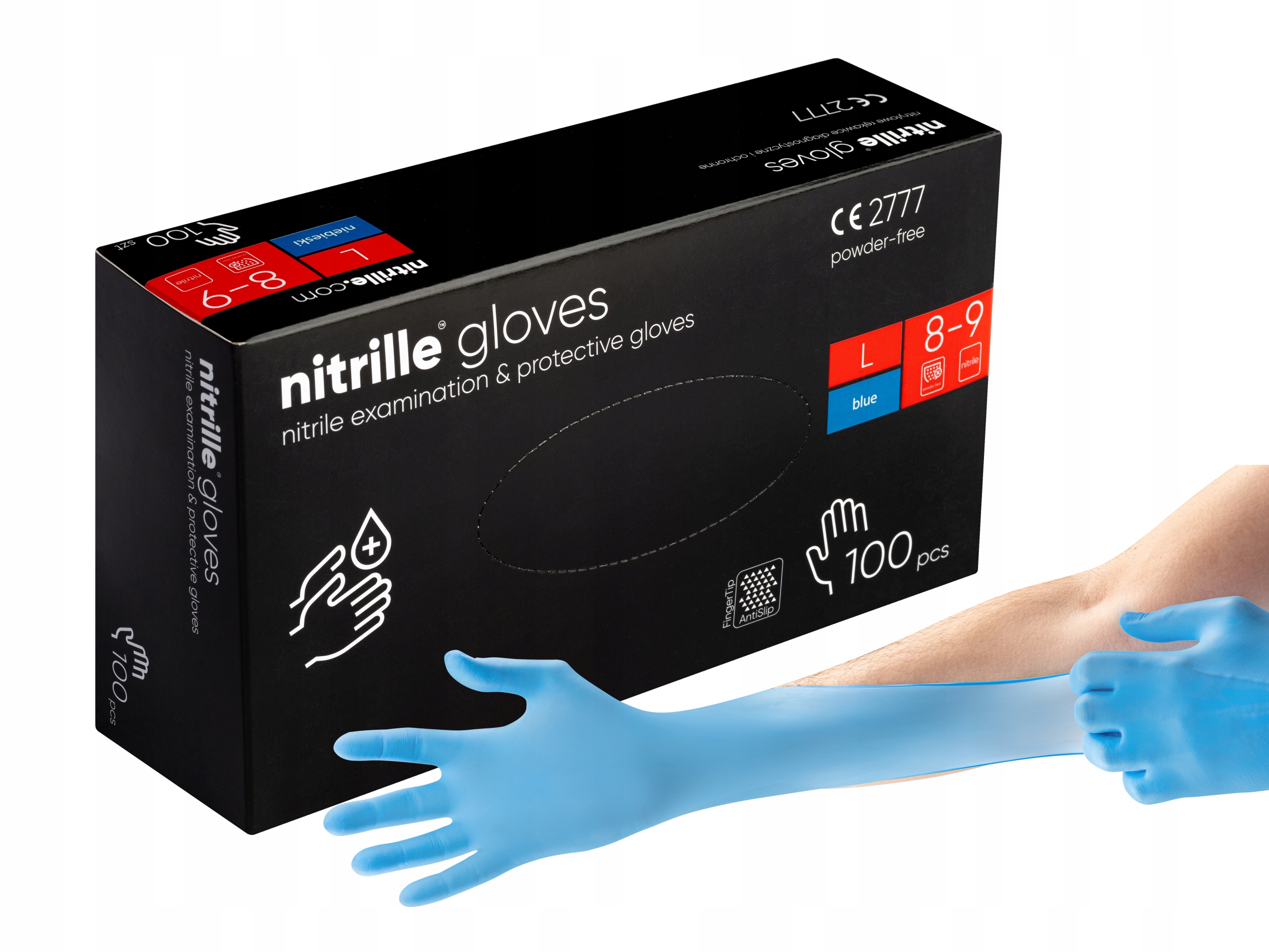 

Rękawice Rękawiczki nitrylowe nitrille Blue L