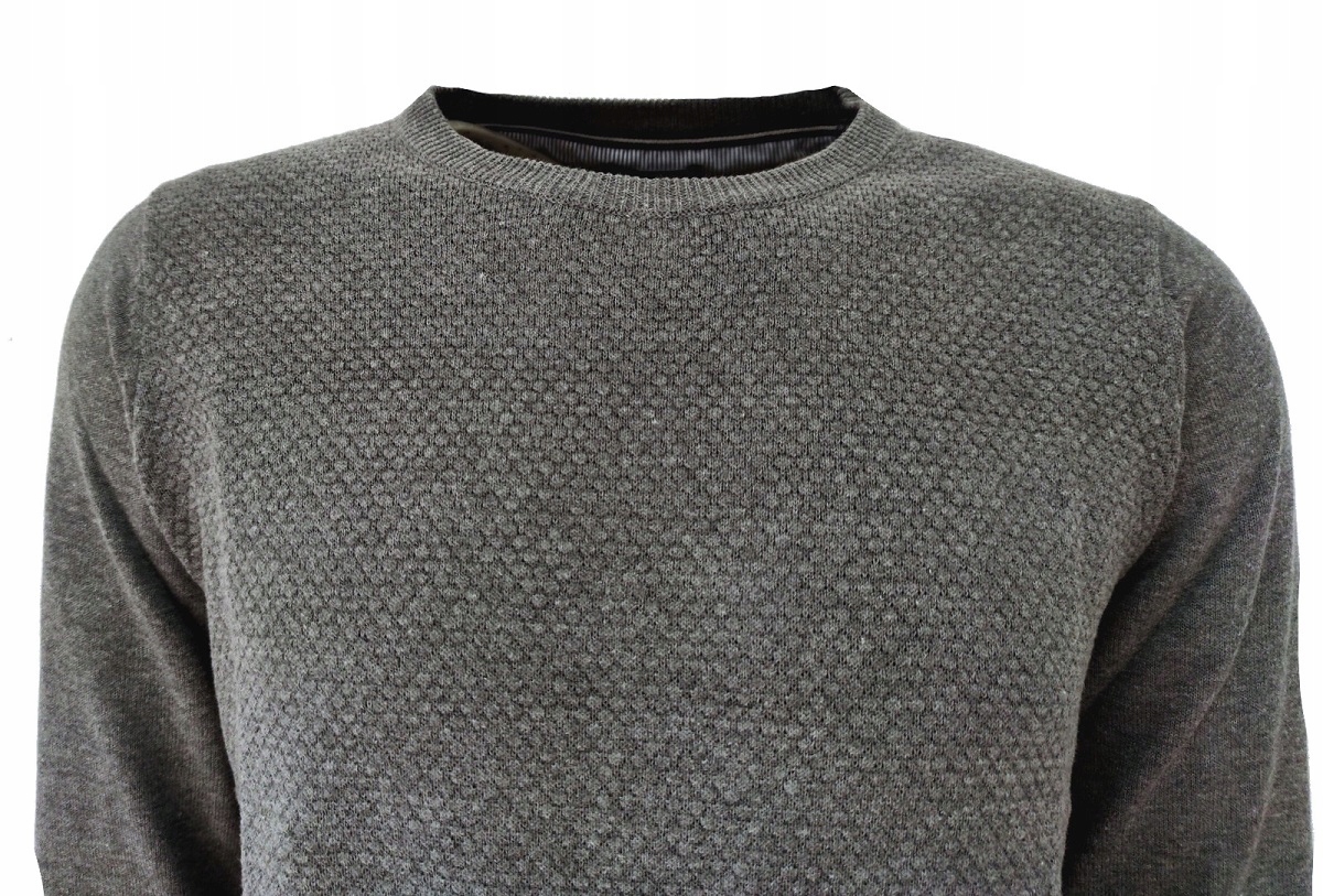 SWETER męski szary klasyczny XL Dekolt okrągły