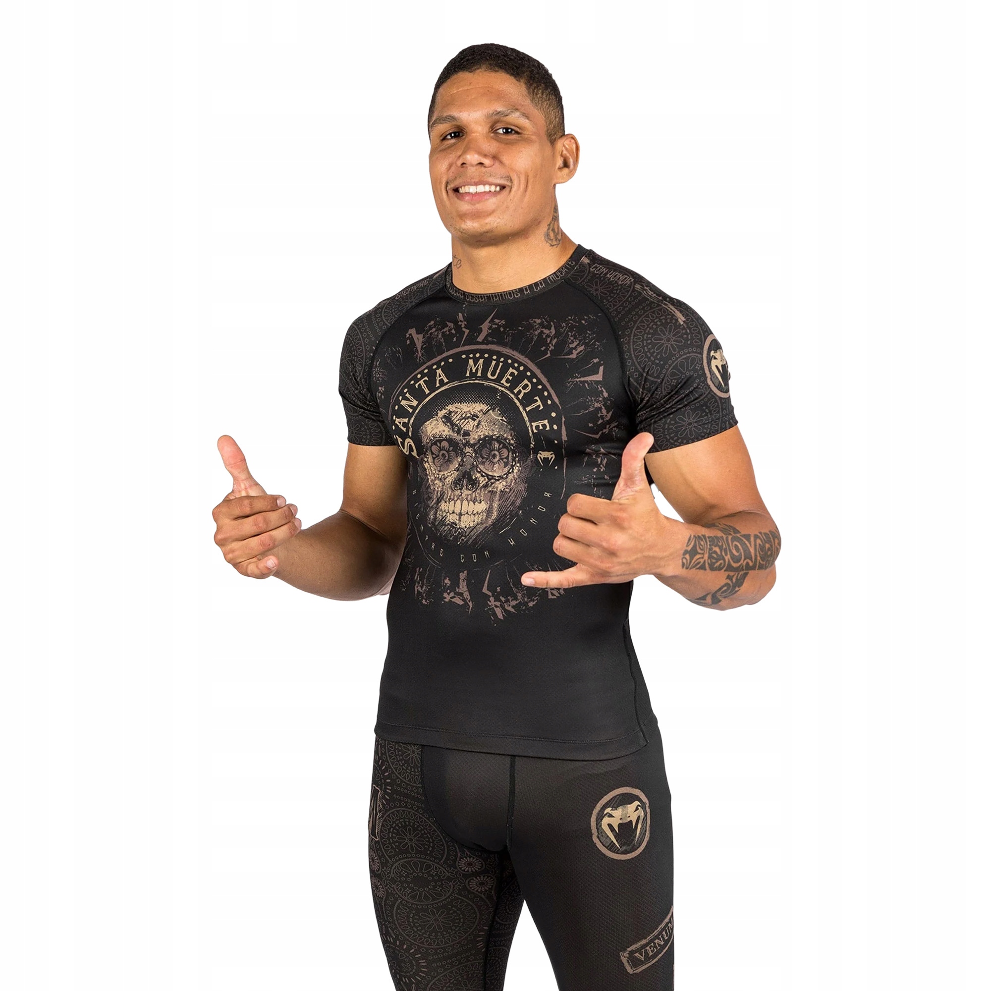 Rashguard męski Venum Santa Muerte Dark Side black/brown M