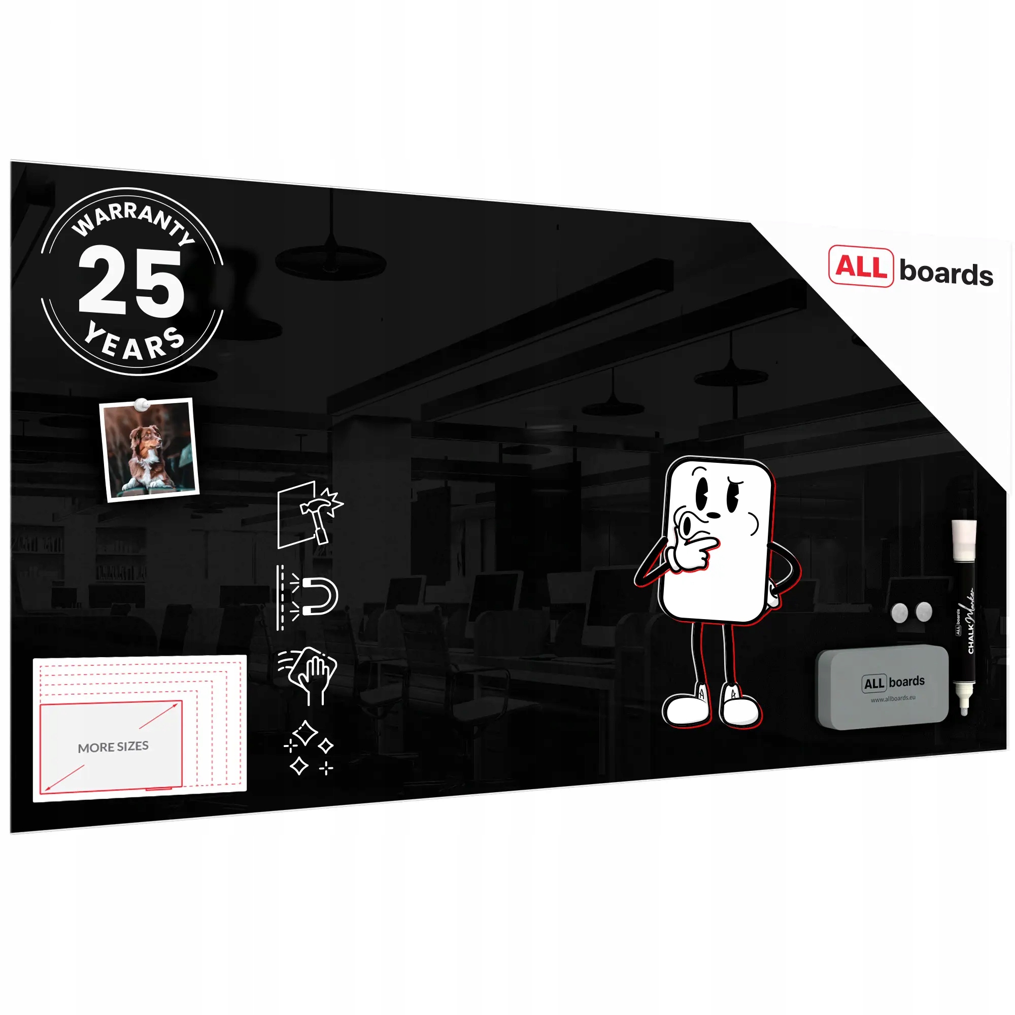 Tablica magnetyczna szklana Czarna 120x60 cm