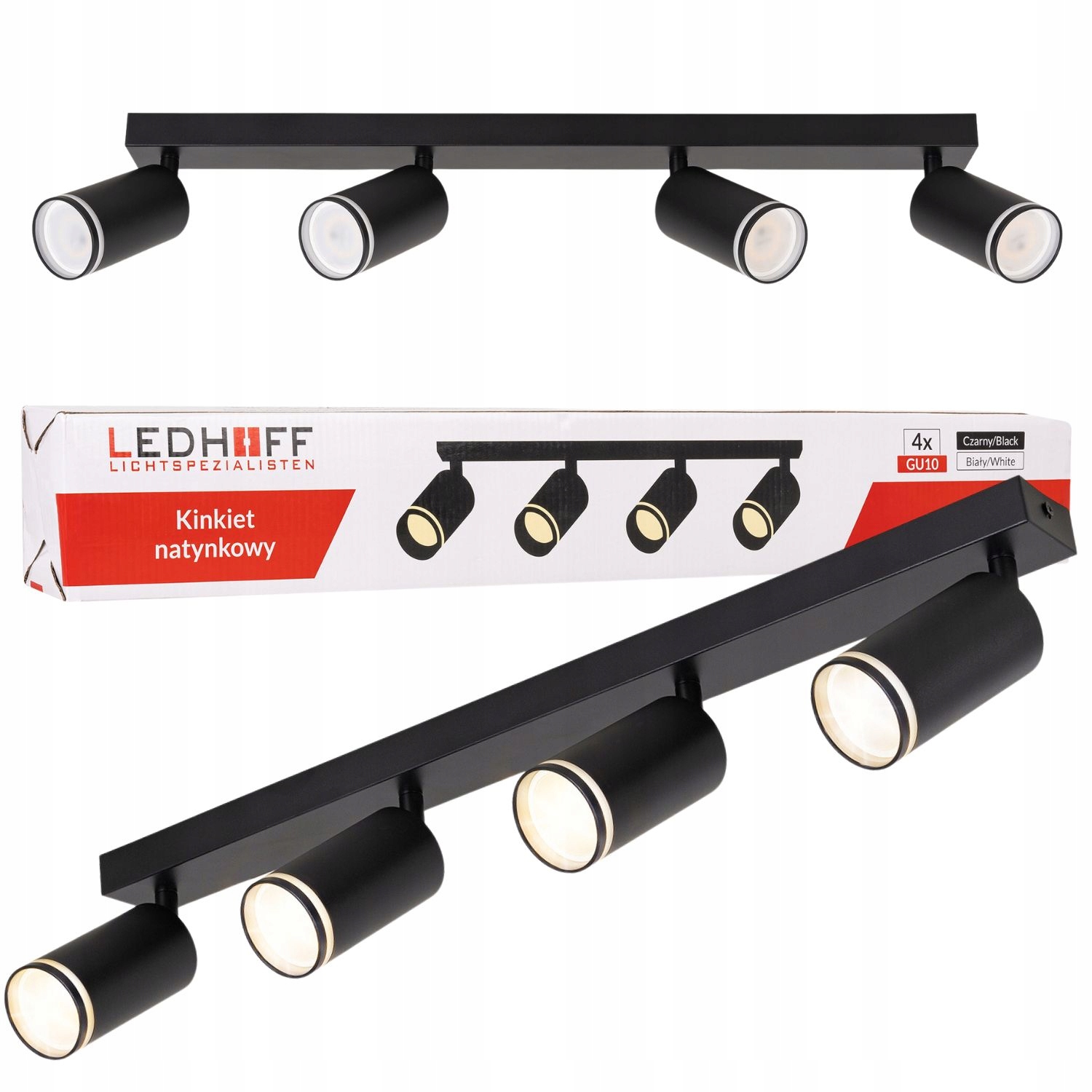 Halogenové svítidlo 4X GU10 Stropní Svítidlo Na omítku Pohyblivé Spot Nástěnné svítidlo