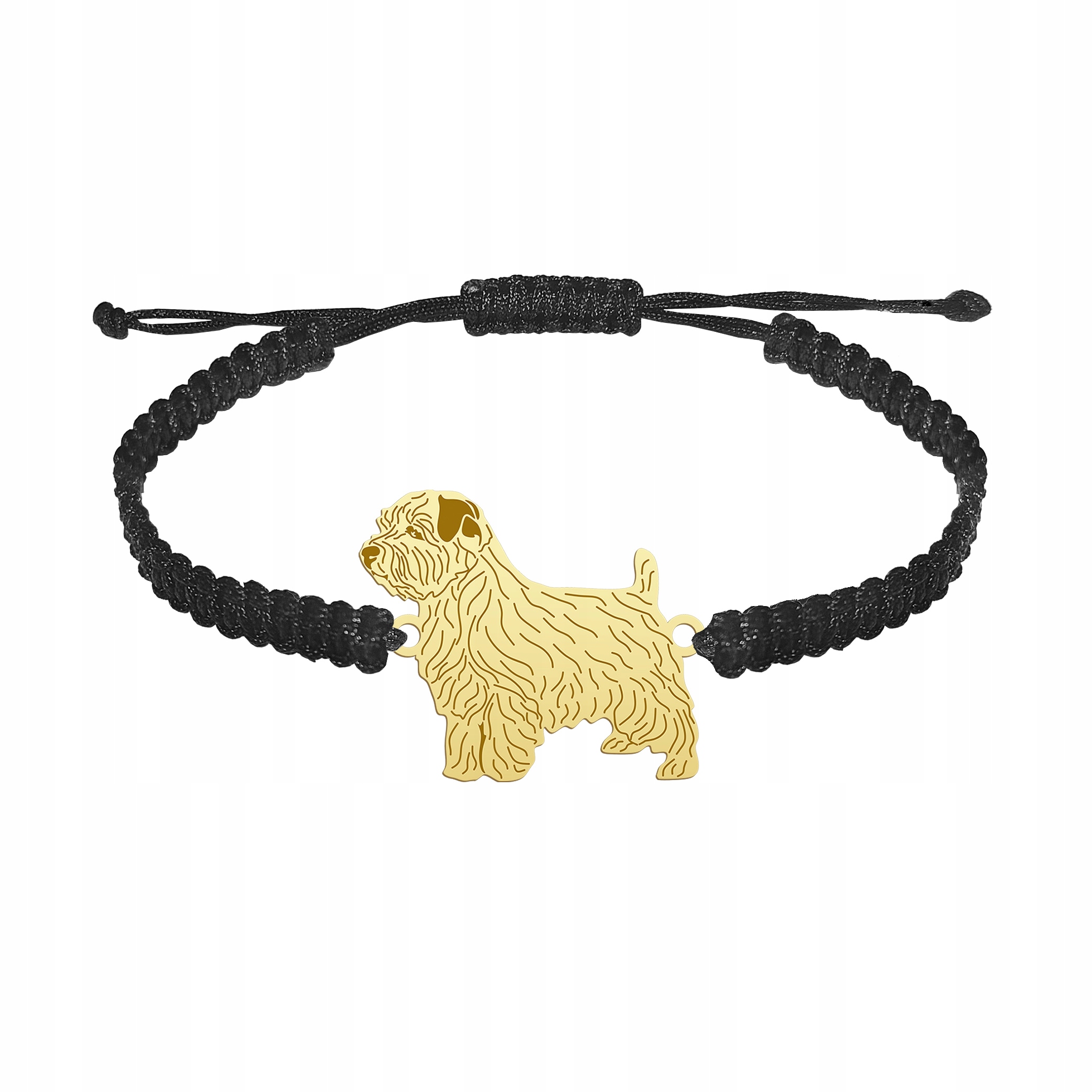 Zlatý náramek s psem Norfolk Terrier 925 Makramé jako Dárek k Gravírování