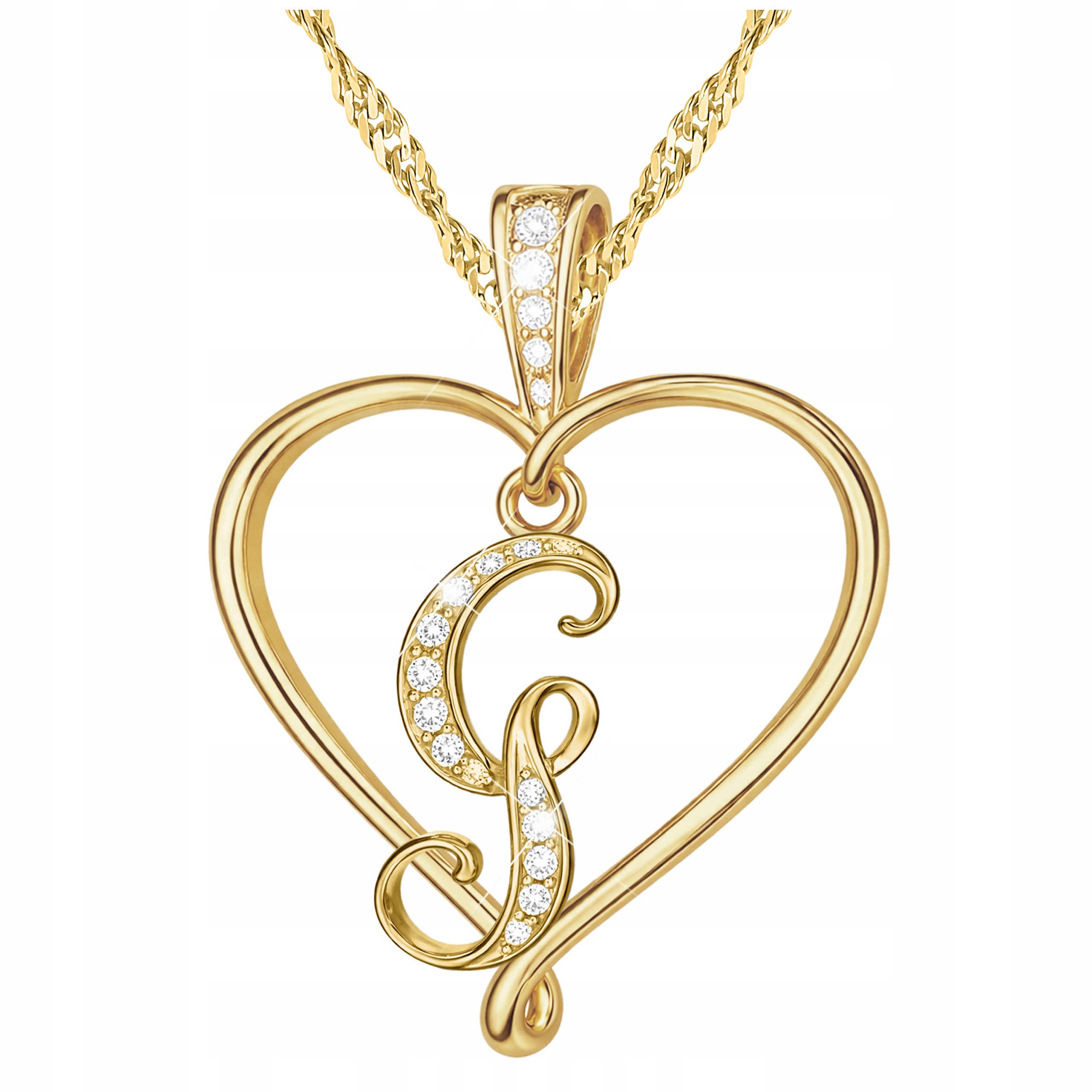 Zlatý náhrdelník Písmeno Iniciál G Dámský jako Dárek Láska Stříbro 925