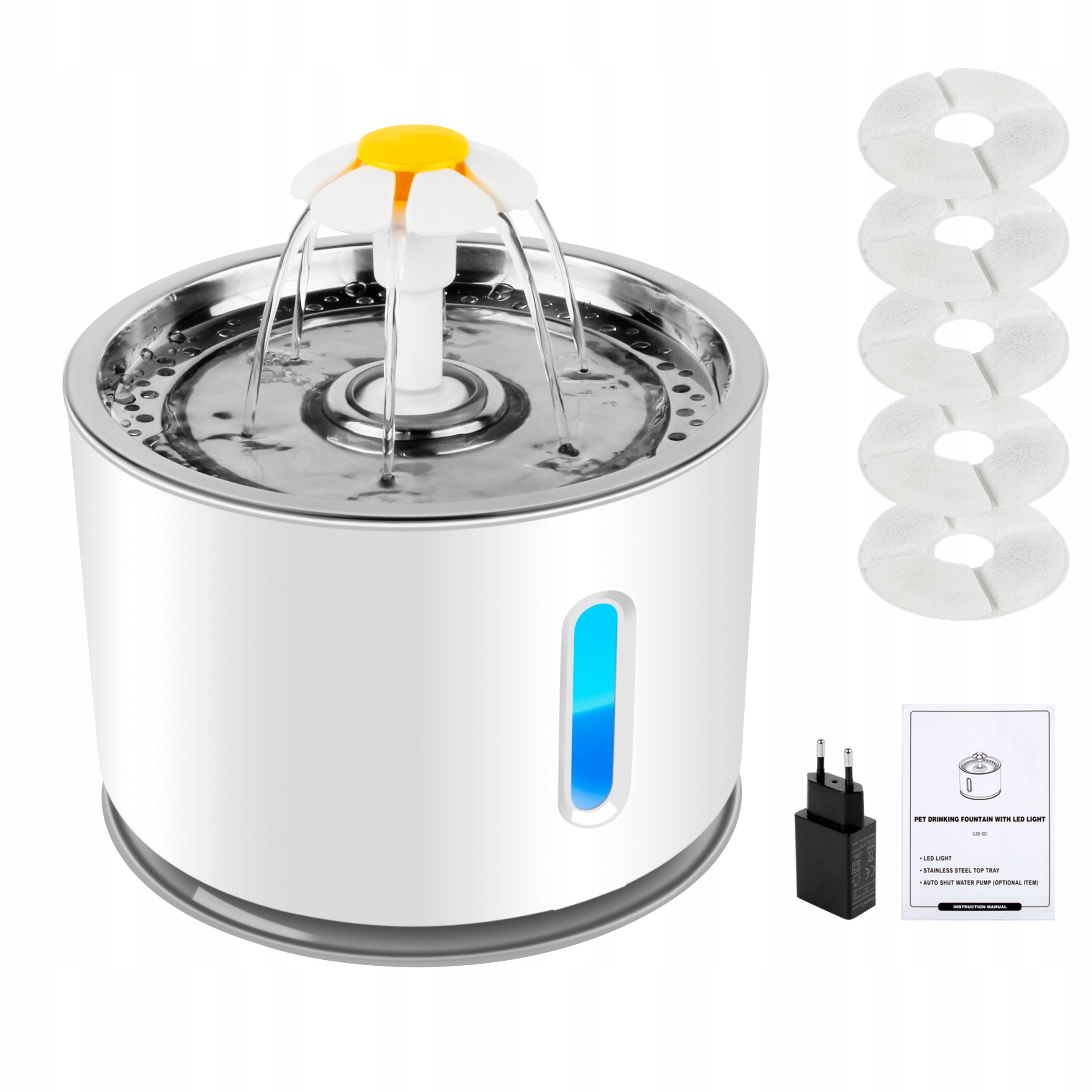 Levně Napáječka Automatická Fontána Vodní pro kočky Psa 2.4L 5 filtr