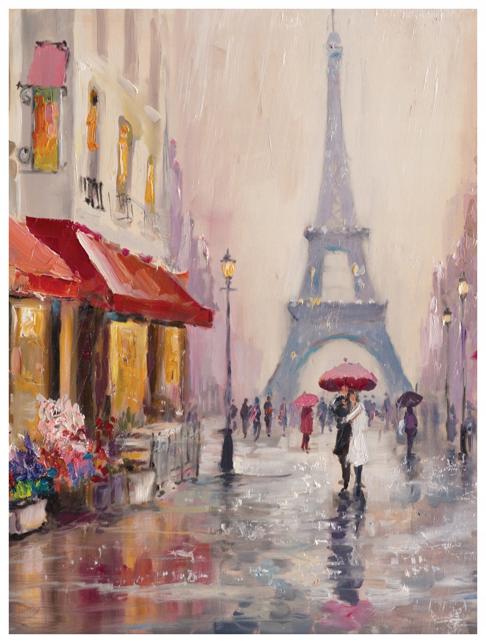 Fototapeta Paríž Dážď Eiffelova veža Kvety vinylové 184x254 lepidlo