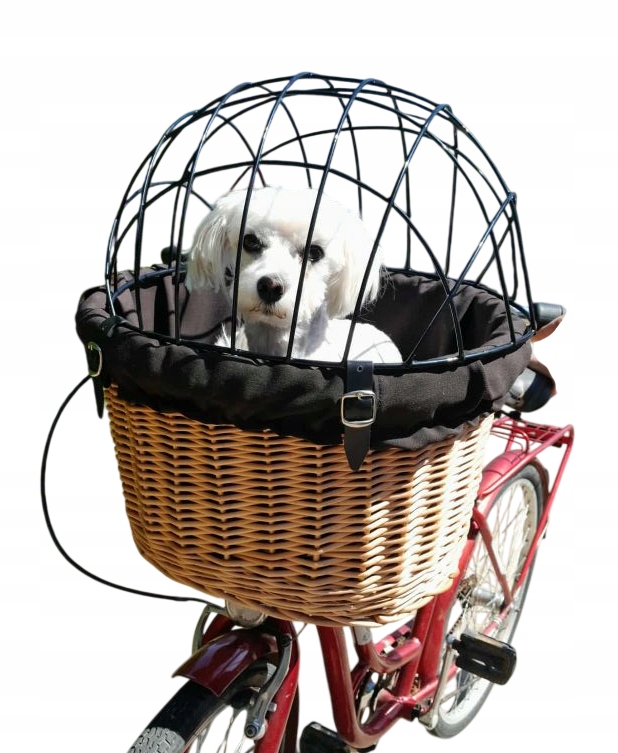 Koszyk wiklinowy na Rower z wkładem i poduszką Transporter dla Psa do 10kg