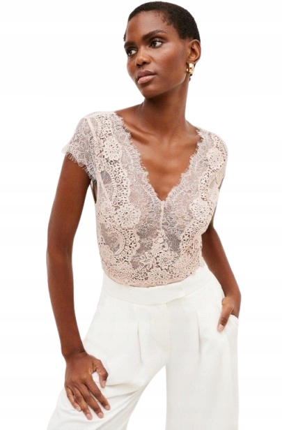 Karen Millen Dámské Body Béžová Krajka 34 Let