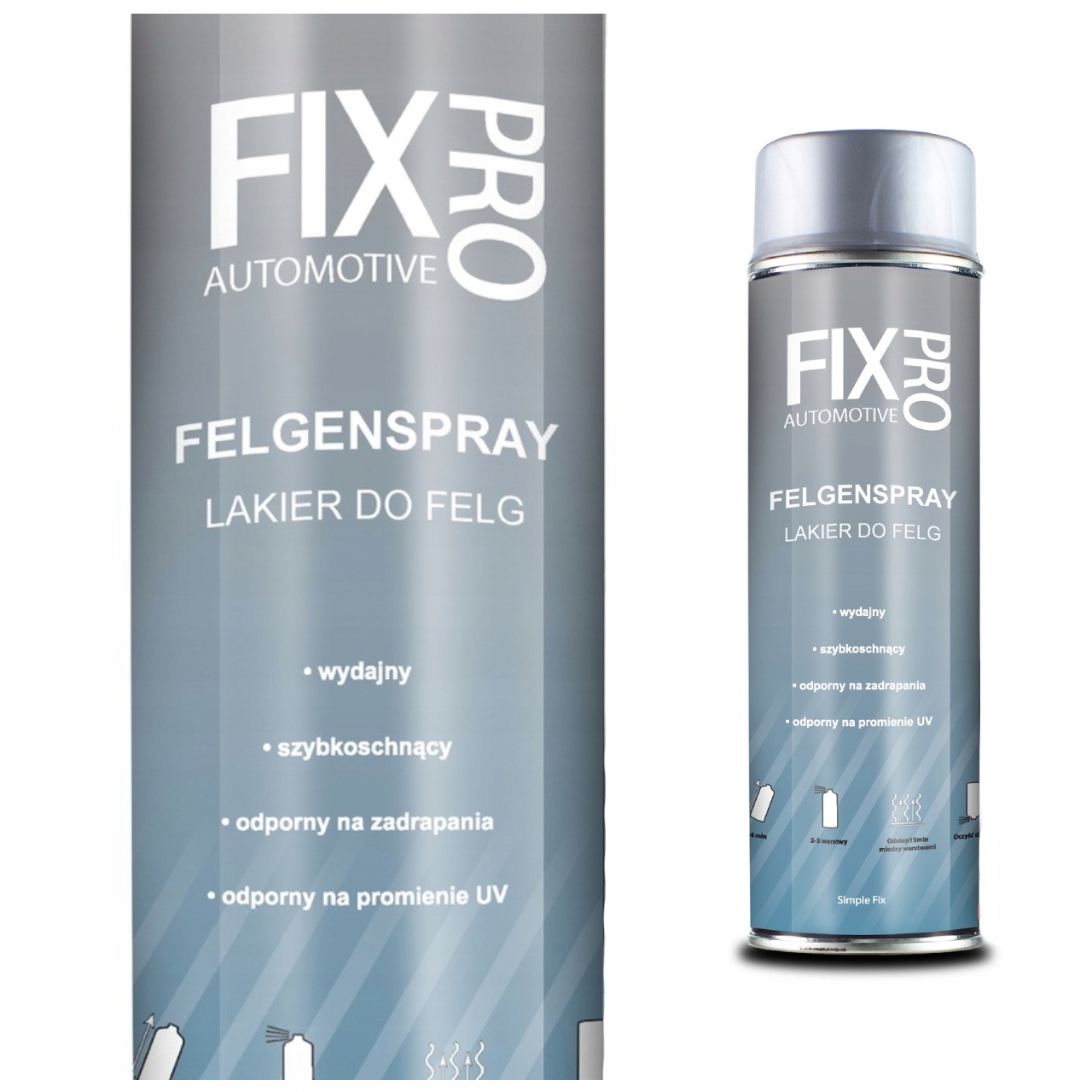 FixPro LAKIER DO FELG SREBRNY PROFESJONALNY SPRAY 500ml