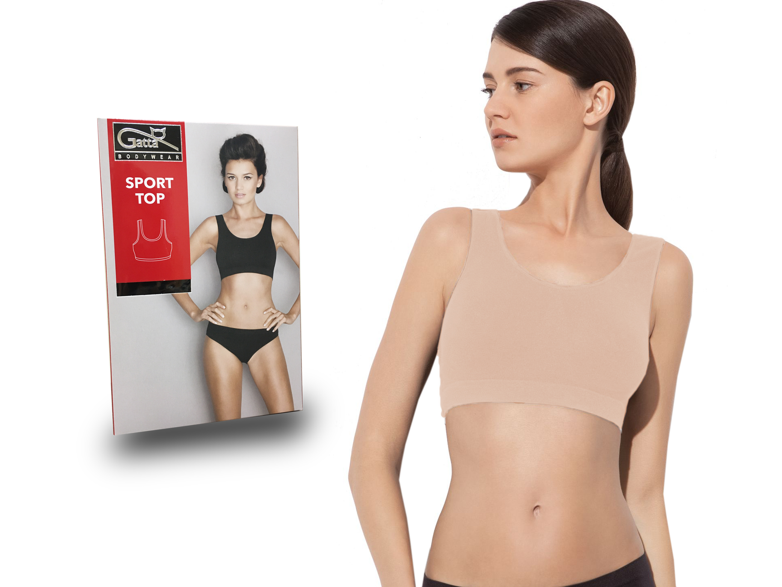 

Bezszwowy biustonosz Gatta Sport Top, natural, XL