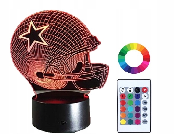 Lampka Nocna z Imieniem 3D Grawer KASK RUGBY