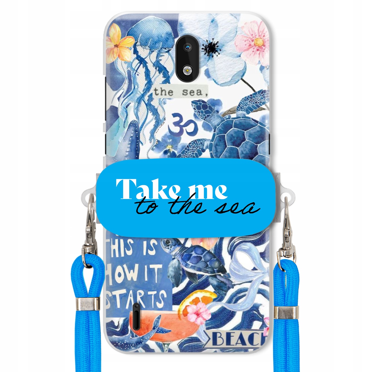 Pouzdro pro Nokia 1.3 Modré Crossbody vodítko Držák Take Me To The Sea Top