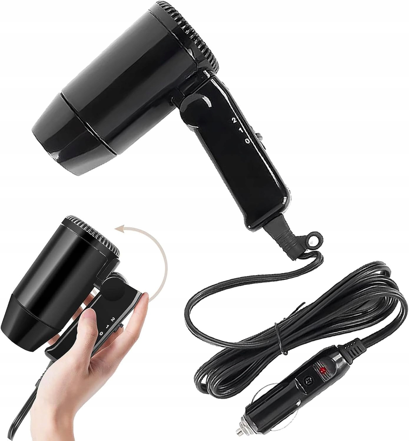 Skládací Automobilová Na Vlasy 12V Turistická Přenosná Foukačka