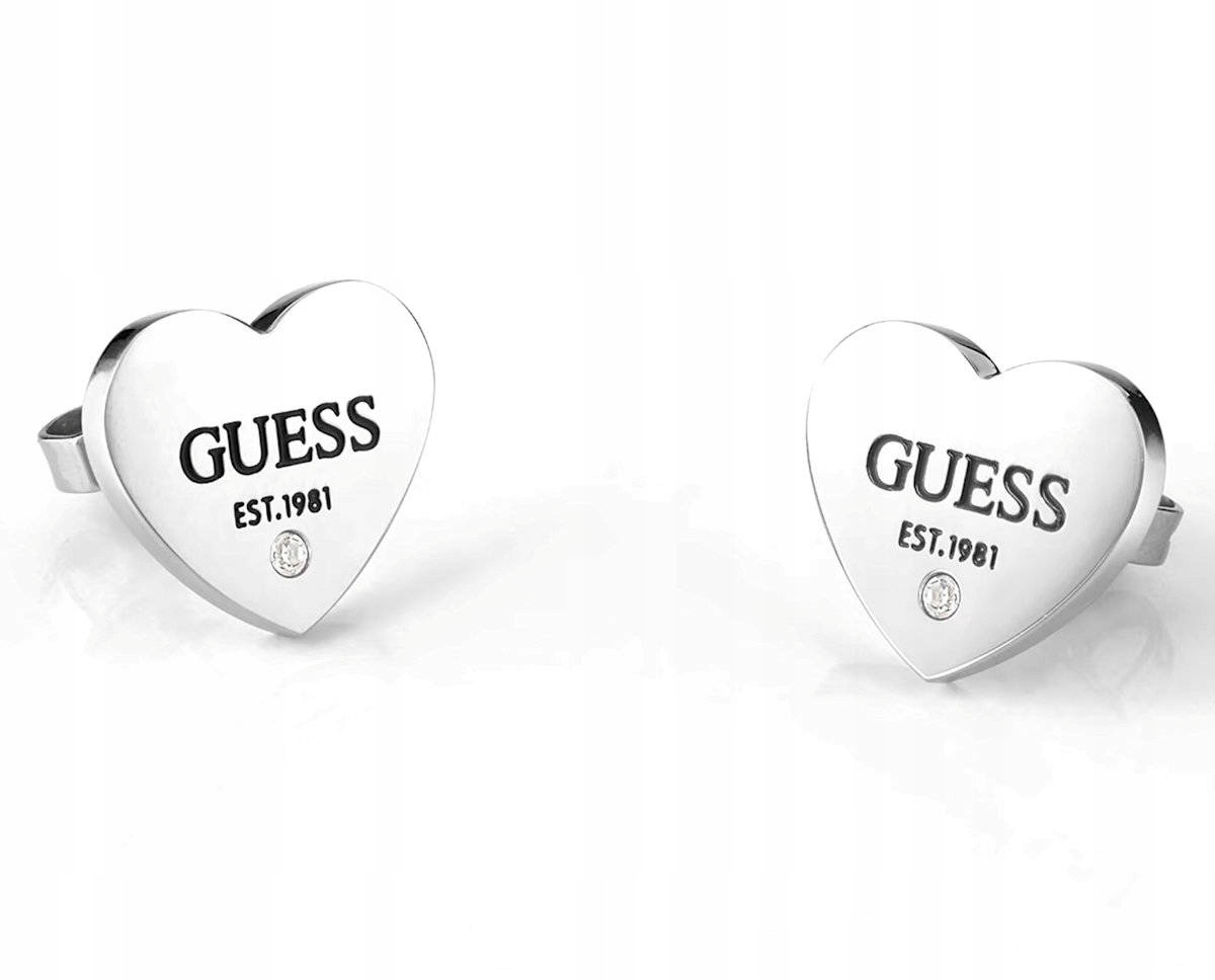 Náušnice Guess Stříbrné Srdce Studs Party Křišťál