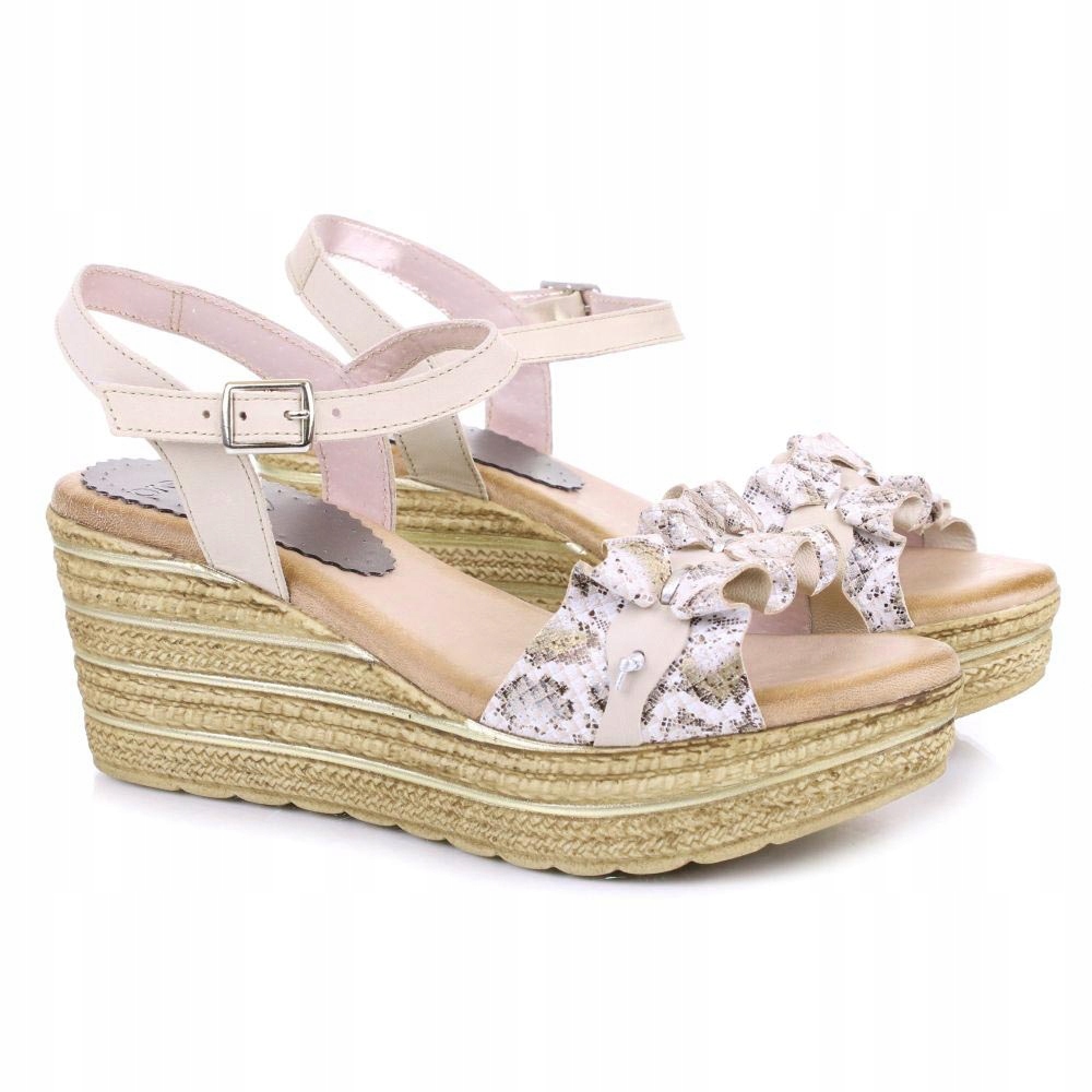 Dámské španělské kožené sandály Presso 1-3151 béžové Kůže VEL.40