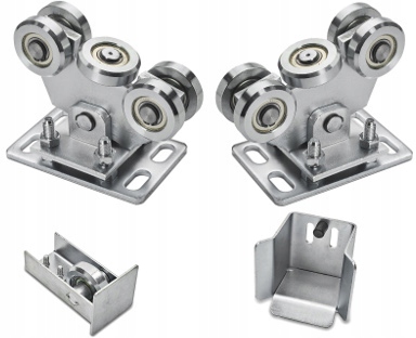 SET OF SELF-ALIGNING GATE TROLLEYS 80x80 ROLLERS SLIDING GATE TROLLEYS