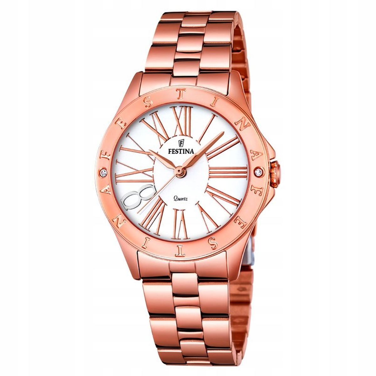 Růžově zlaté dámské hodinky Festina 16926-1