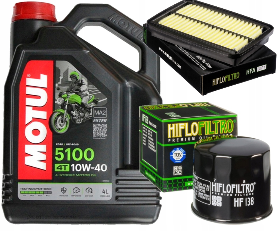 Zestaw Olej Motul 5100 10W40 4L Filtry Suzuki GSF600 Bandit 00-04