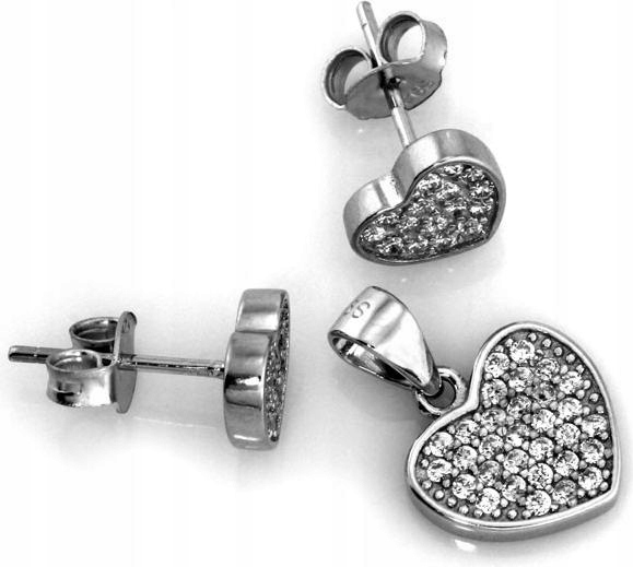 Stříbrný komplet 925 náušnice a přívěsek srdce osázený zirkony dárek