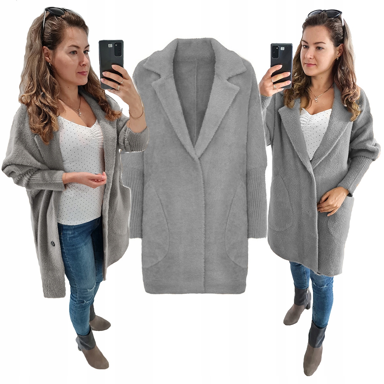 

Duży Rozmiar 44-54 Płaszcz Alpaki kurtka oversize