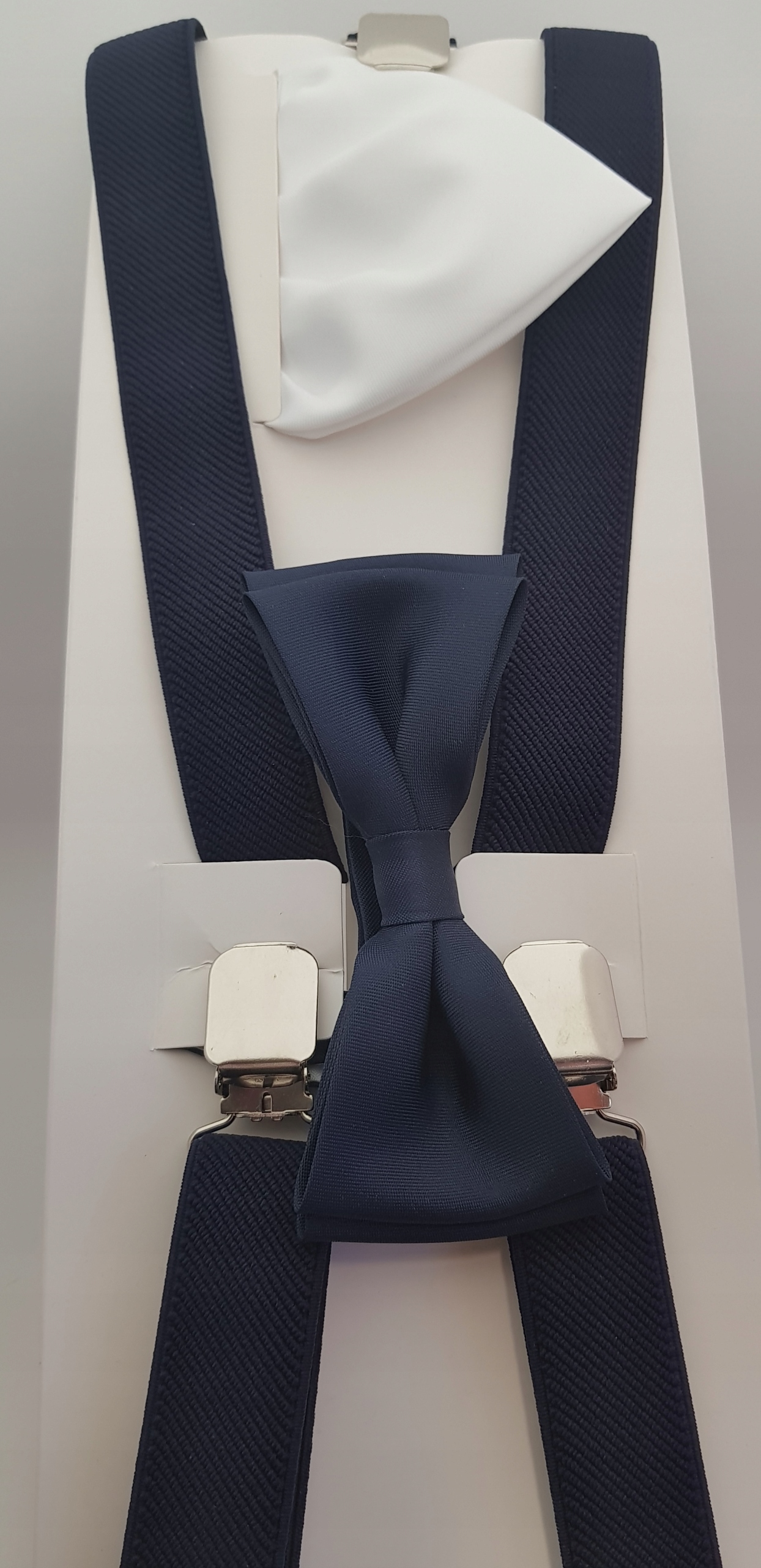 KOMPLET GRANATOWE SZELKI Z MUCHĄ-MUSZKĄ I POSZETKĄ Model MĘSKI - MŁODZIEŻOWY