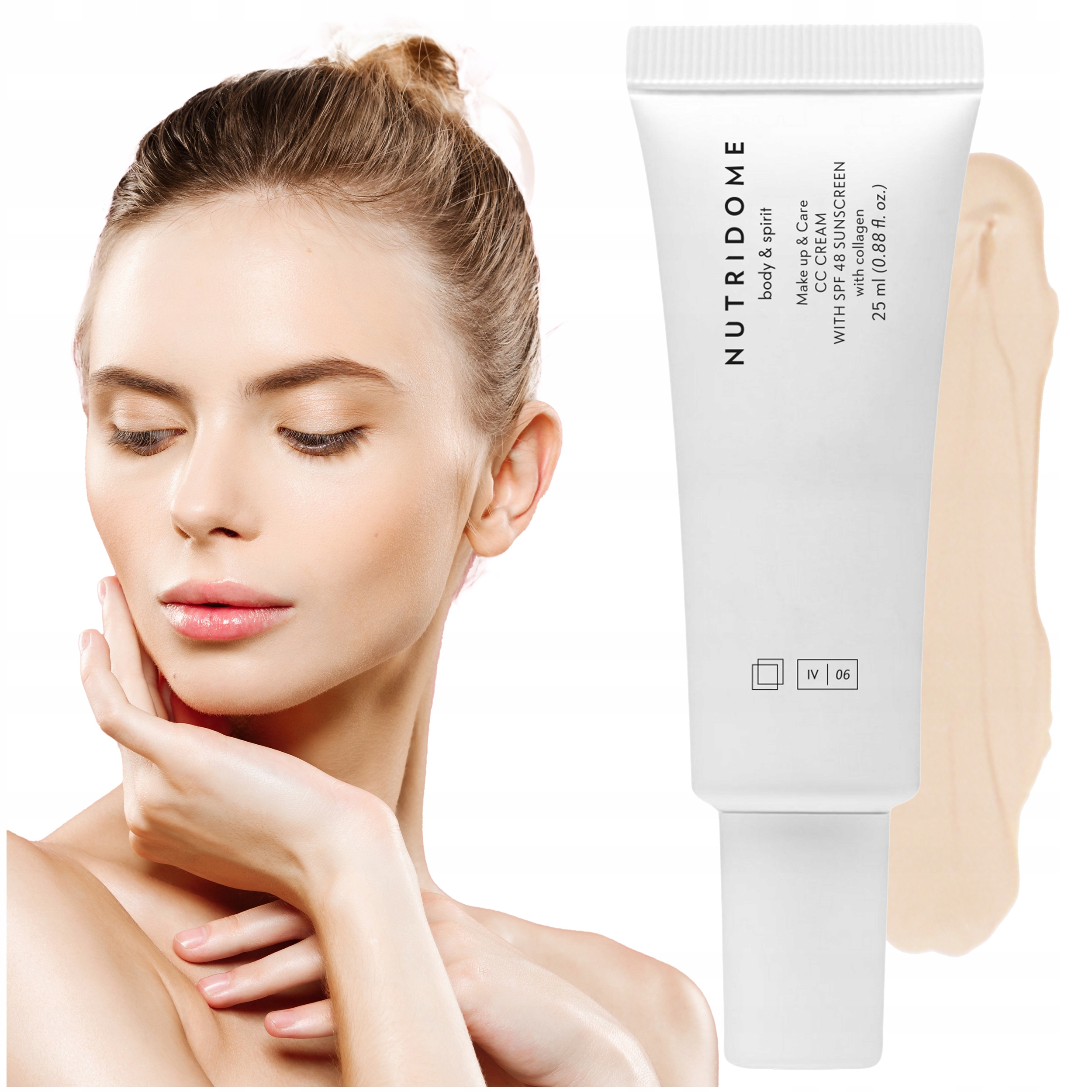 Pleťový krém s Uv filtrem a kolagenovými oleji CC SPF48 01 Vanilla Nutridome