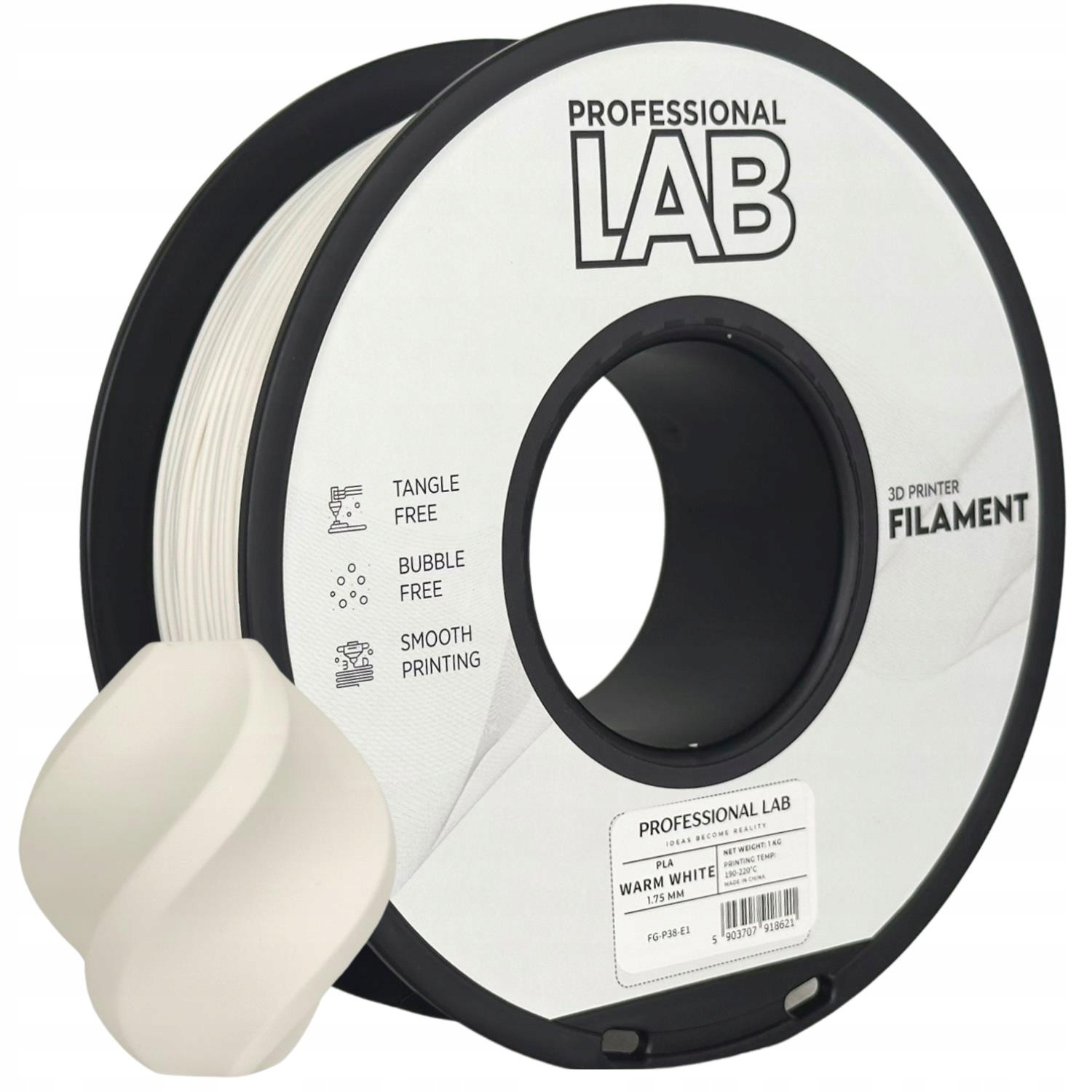 Filament Prof. Lab Pla Warm White Ciepła Biel 1,75mm 1kg
