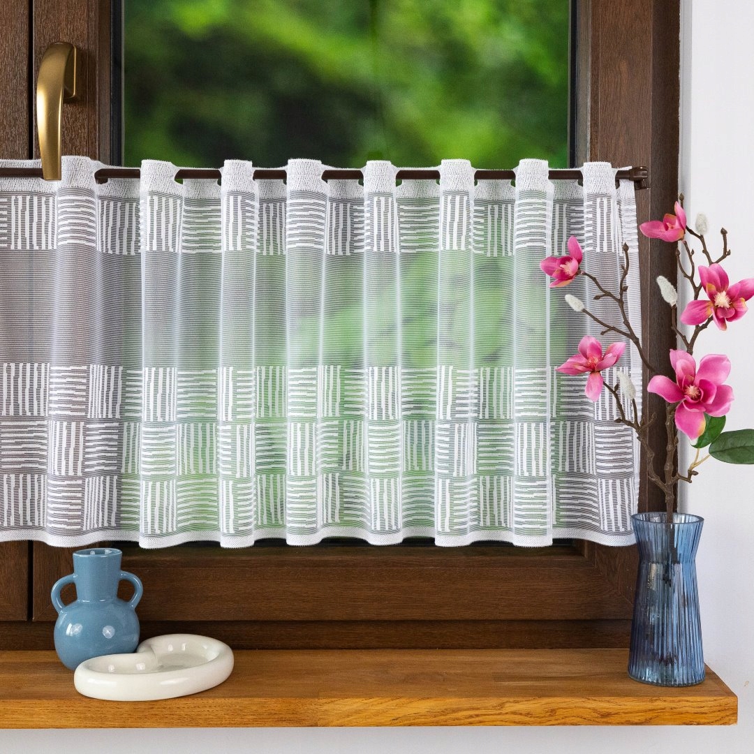 Módní Vitrážová Záclona Šachovnice 40 cm výška x 180 cm šířka