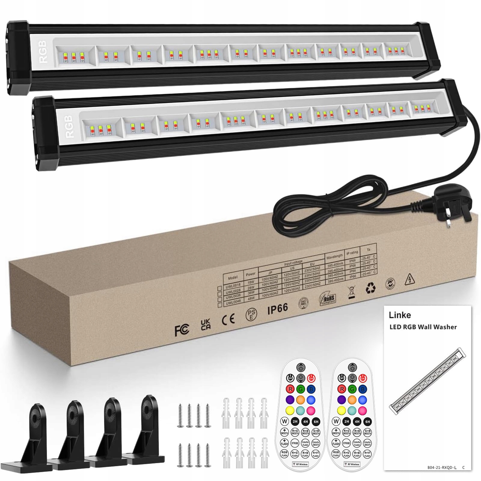 LINKE 42W LED Wallwasher Zestaw 2 RGB Reflektor 10 Kolorów IP66 Wodoodporny — miniatura 7