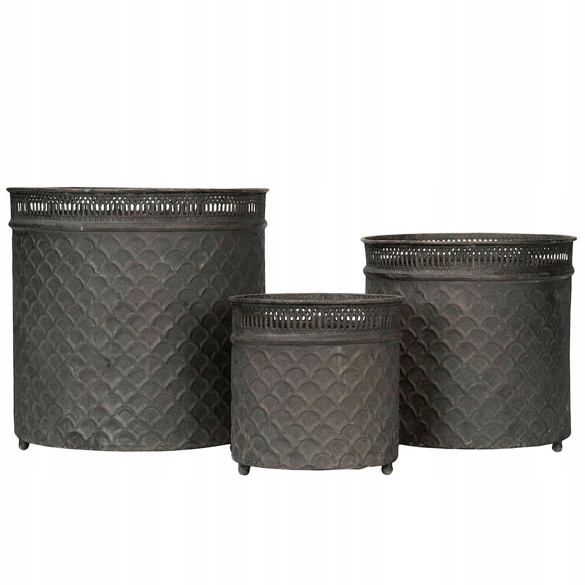 Obal Na Kvetináč Na Kvetináč Na Balkon Terasa Veľká Šedá Kovová Loft Do Domácnosti 3 Ks