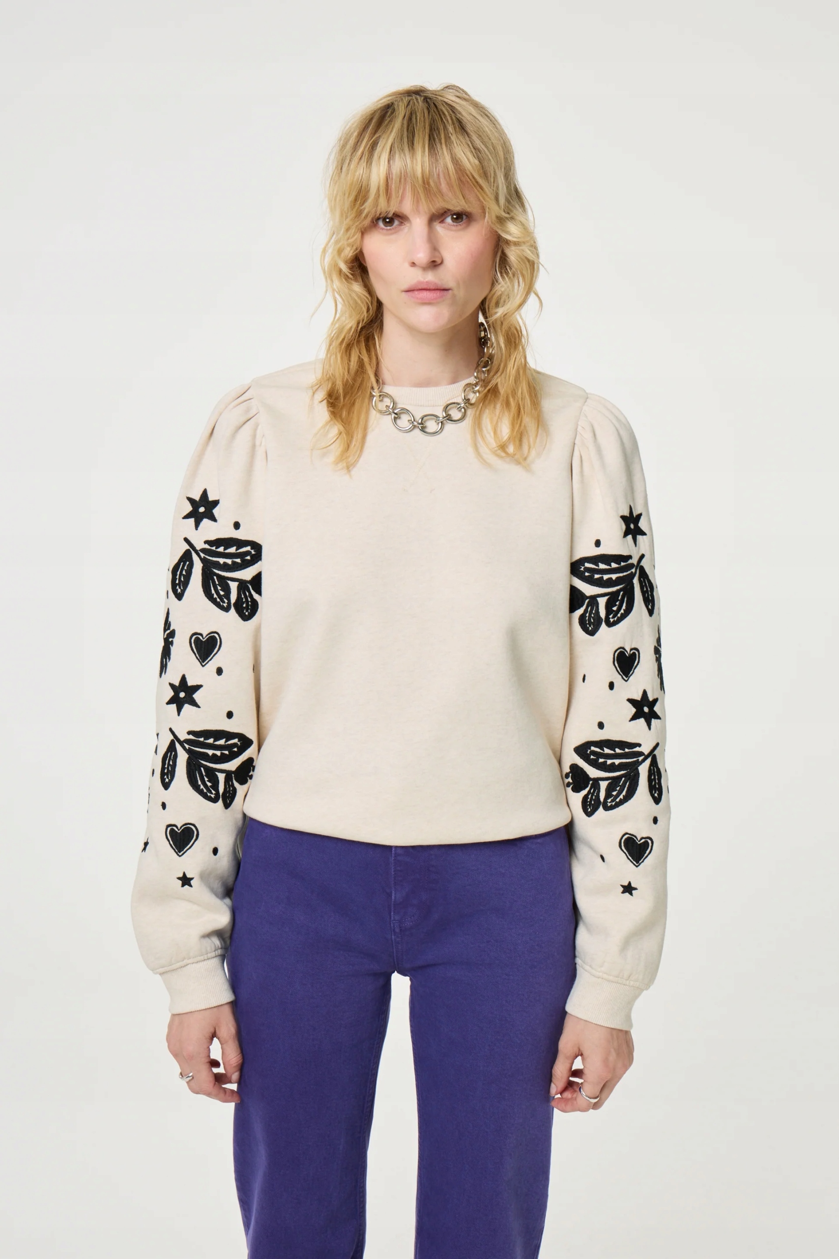 Fabienne Chapot Hanne Sweater Oatmeal Melange dámský bavlněný svetr M
