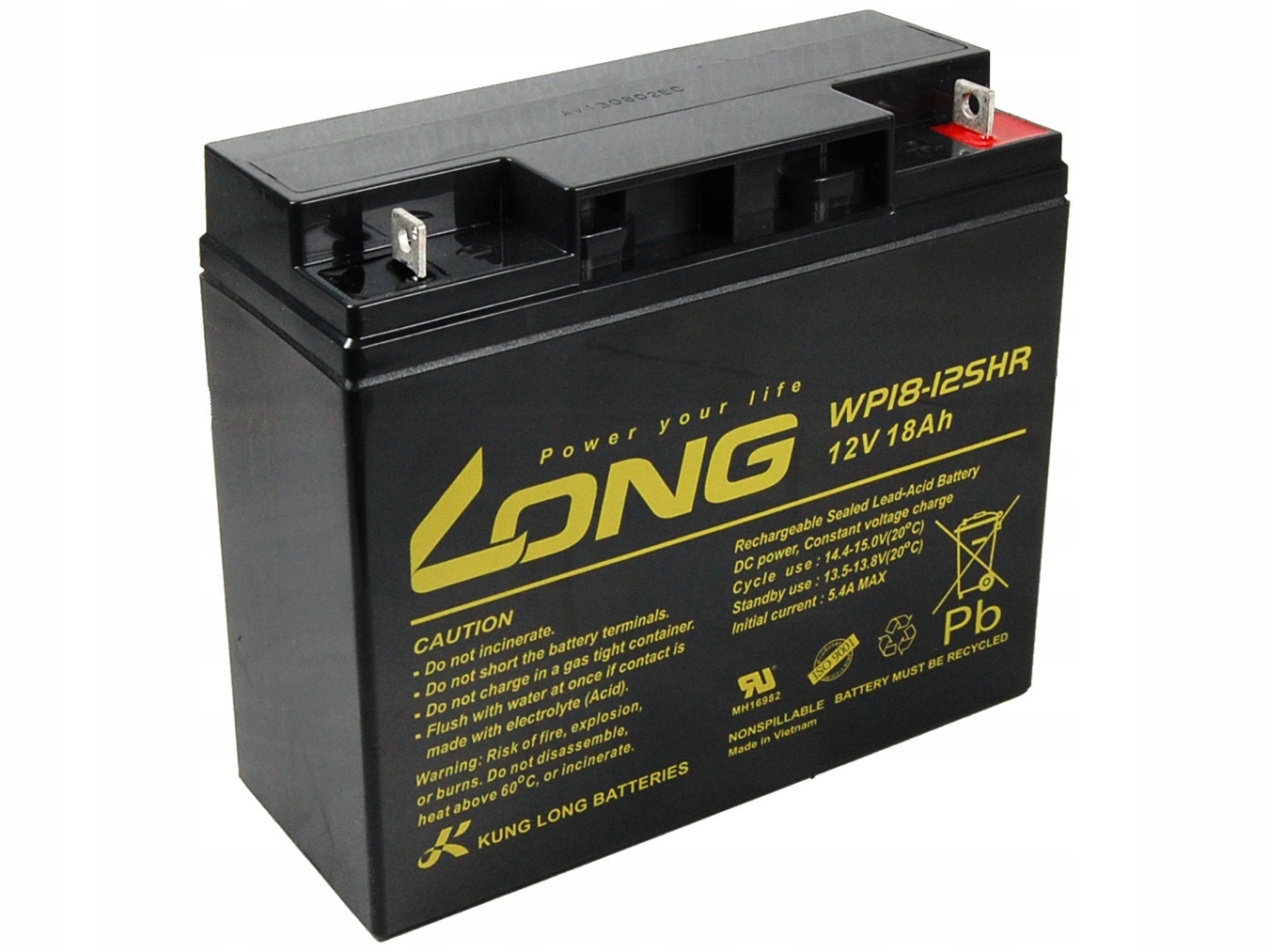 Long 12V 18Ah olovený akumulátor High Rate F3 PBLO-12V018-F3AH