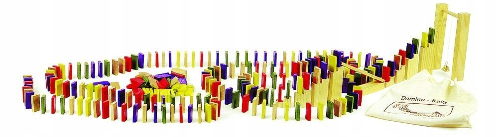 Drewniane Zabawki naturalne Domino tradycyjne Zestaw 250 elementów