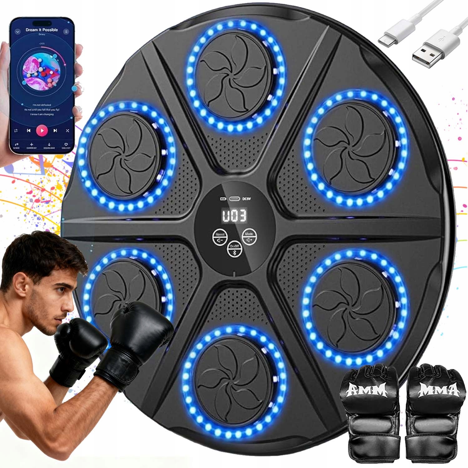 Boxovací Stroj Namontovaný Na Stěně Bluetooth 12 Režimů 12 Rychlostí