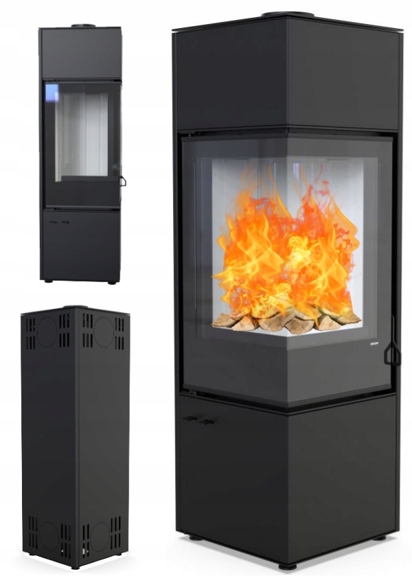 Piecyk piec Defro Quadroom Long 9,3 kW koza kominek Narożny Rogowy Boczny
