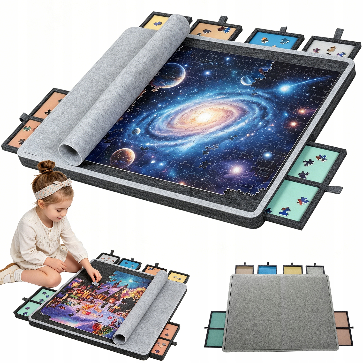 Tablica Puzzlowa 80X60CM Z Podwyższonymi Brzegami I Osłoną Przeciwpyłową