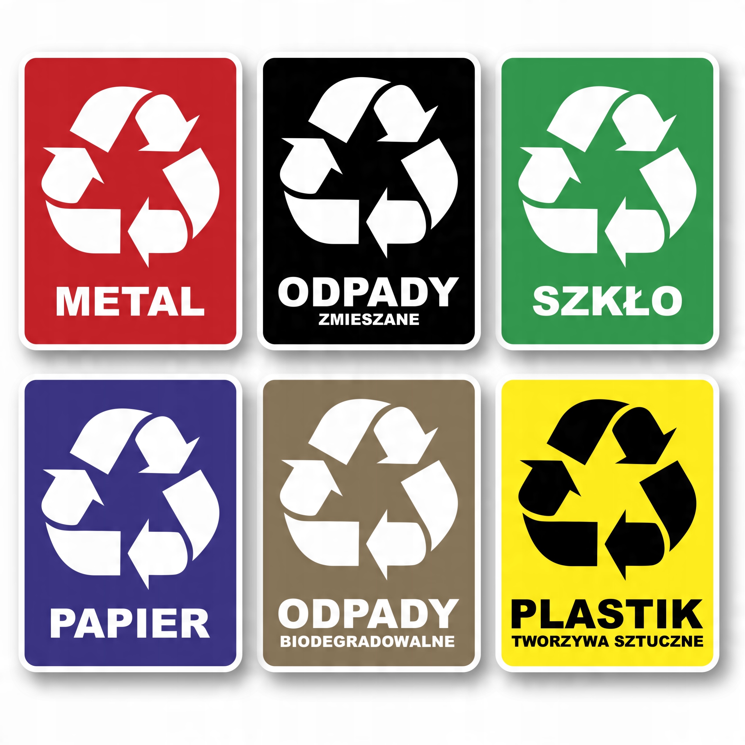 

Naklejki 15x20cm Odpady Segregacja Śmieci 6 szt