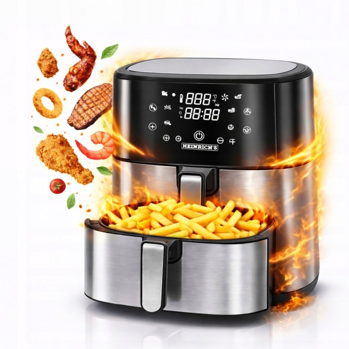 Horkovzdušná fritéza bez tuku air fryer XXL velká Heinrich's 1800 W 8 l