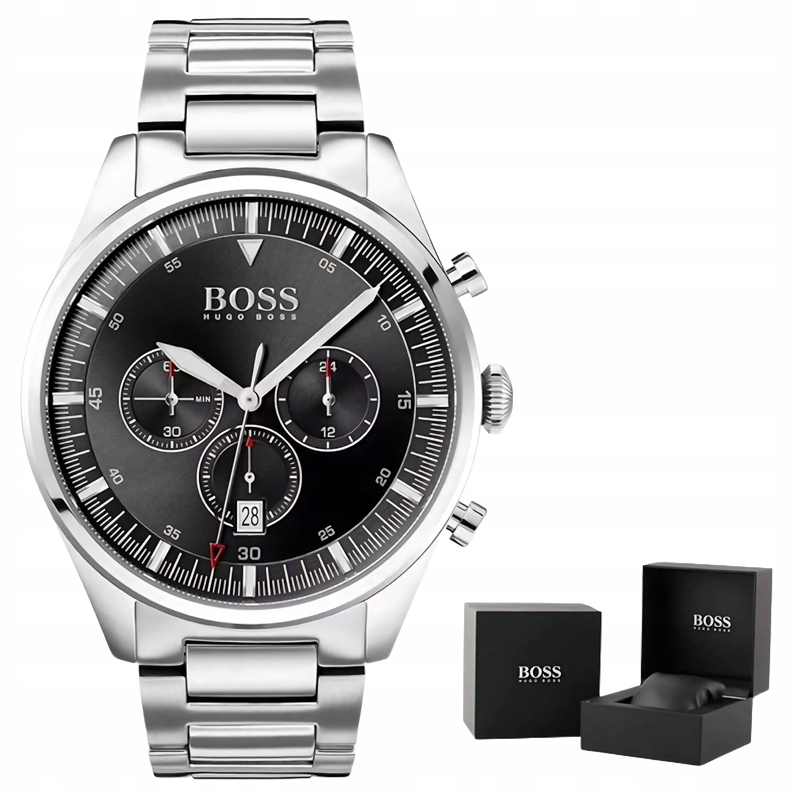 Pánské Hodinky Hugo Boss 1513712 Pioneer Silver Vodotěsné WR50 Krabička