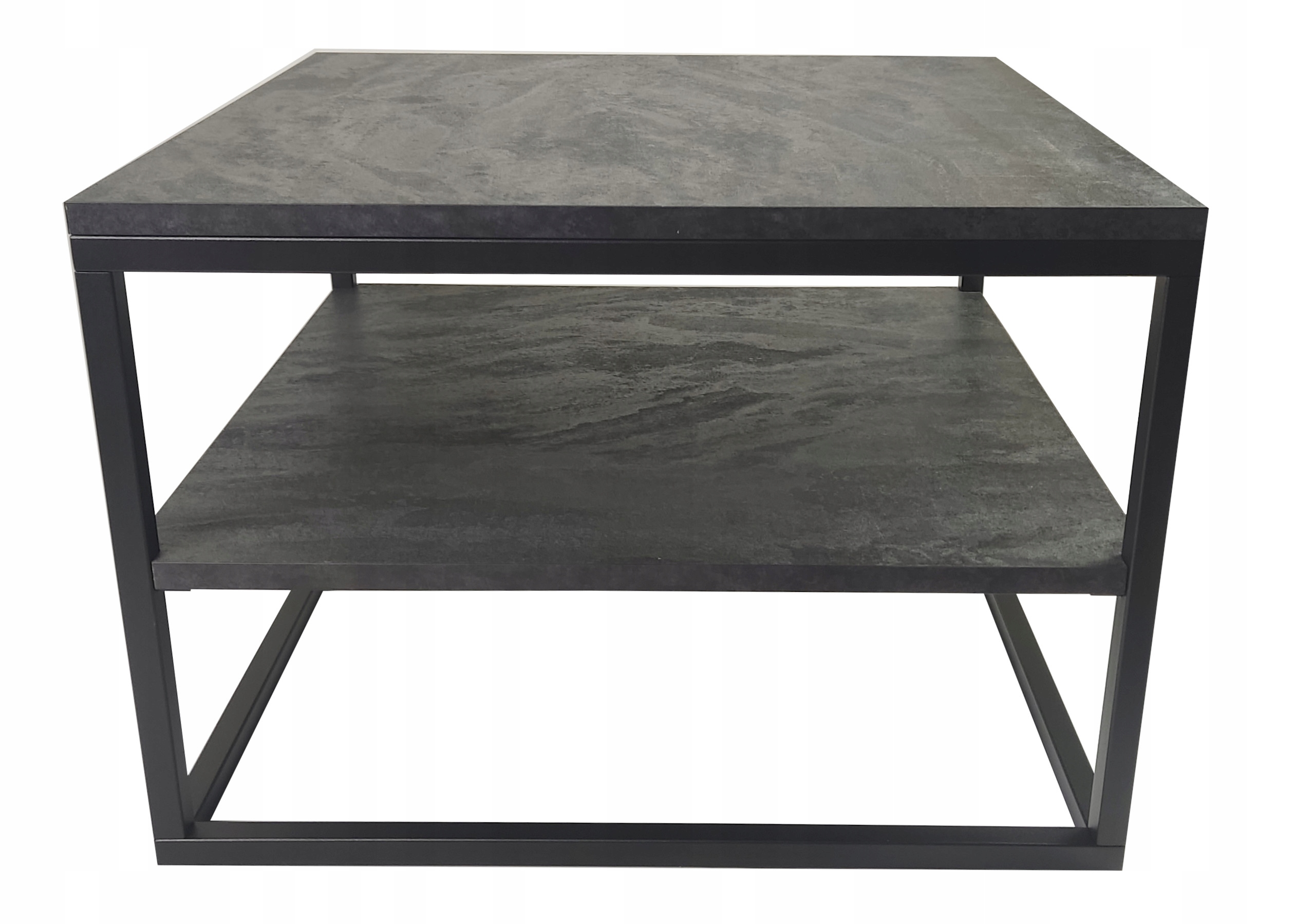 Kávový stolek s policí Beton černý 70x70