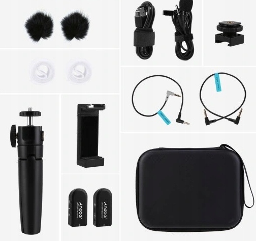 NADAJNIK ODBIORNIK MIKROFON BEZPRZEWODOWY STATYW ANDOER Marka Andoer