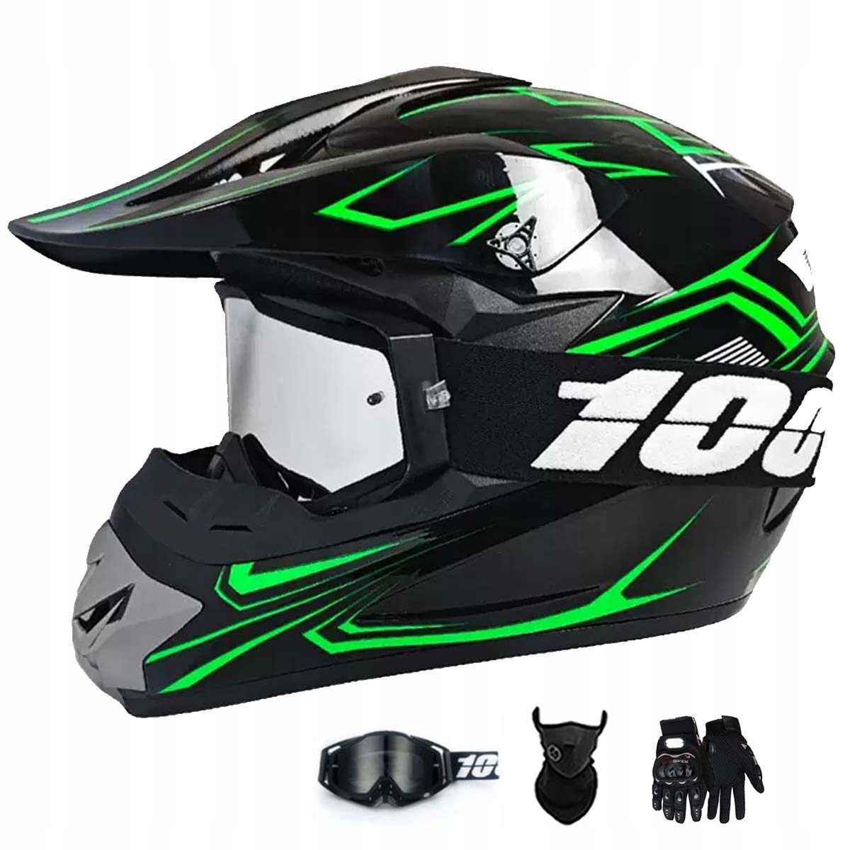 Motocyklová Přilba Crossová Lehká Enduro Quada Brýle Rukavice Maska L