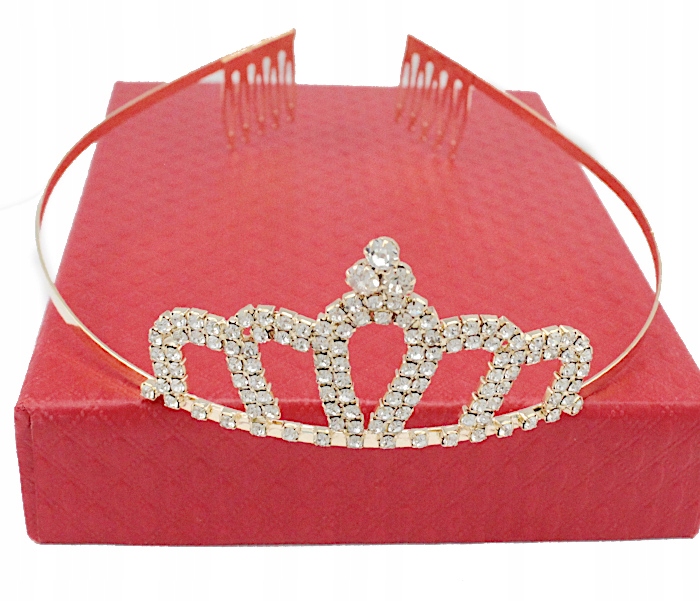 

Korona Tiara Diadem do włosów złoty cyrkonie 8