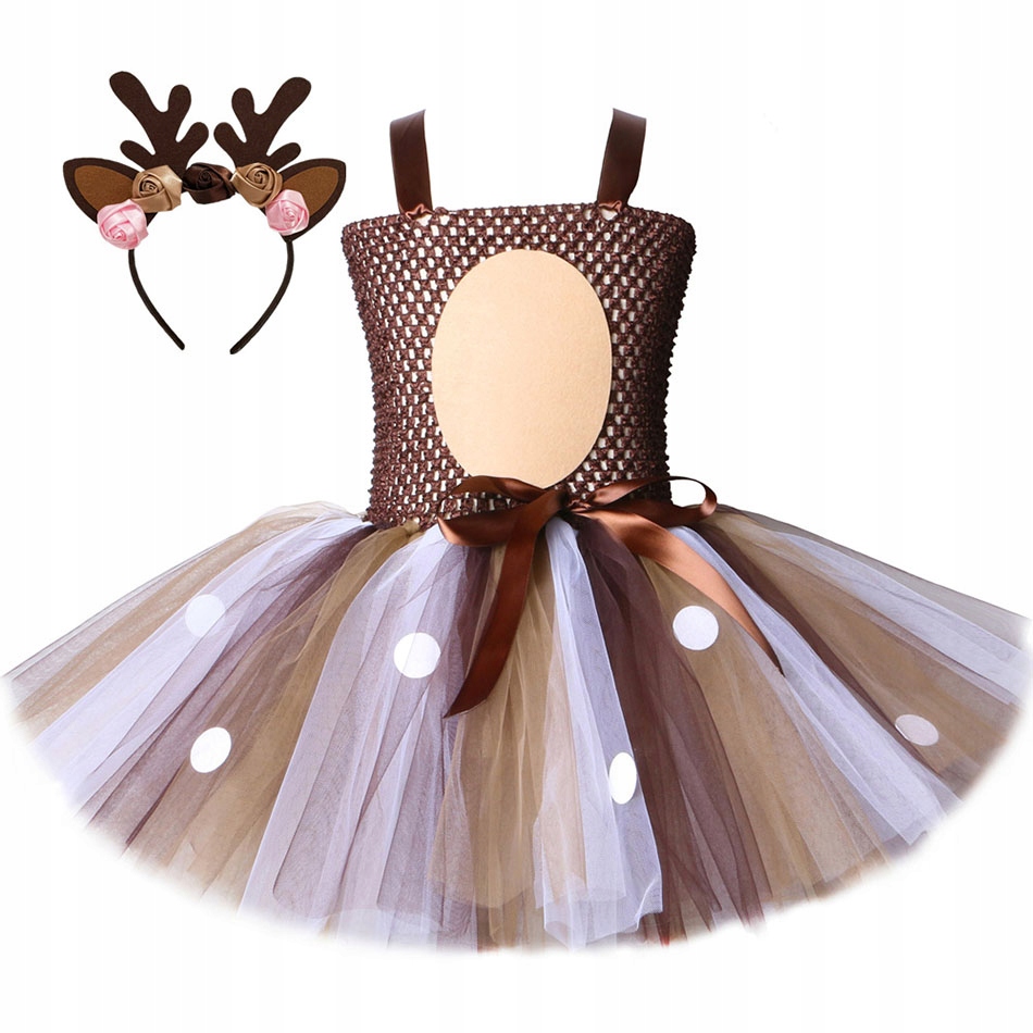 Strój Kostium Sukienka Jelonek Renifer Sarenka Bambi Tutu 122 128 134 CM