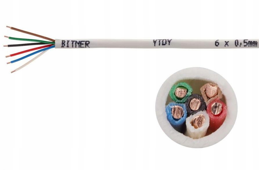 Interkomový Alarmový Kabel Bitner Ytdy 6X0,5 100 M Bílý Polský