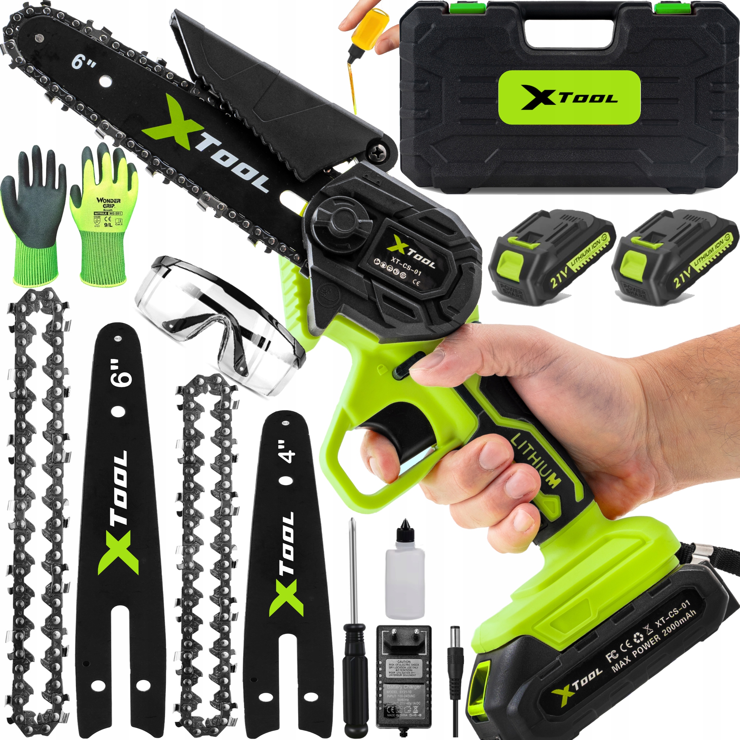 Akumulátorová Řetězová Pila Na Větve Ruční Pila 6" 2x Aku Větvička