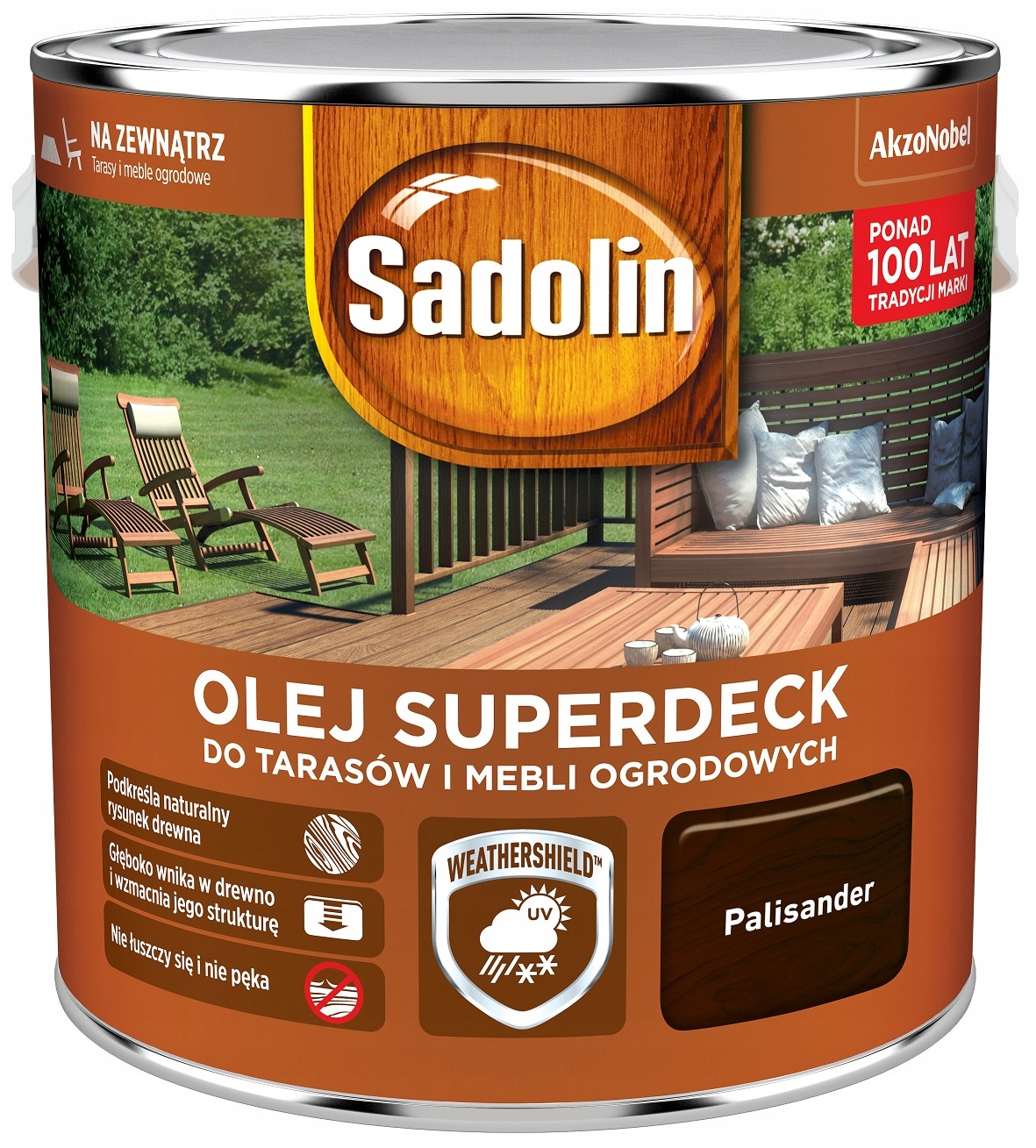 SADOLIN OLEJ SUPERDECK DO TARASÓW PALISANDER 2,5L Zastosowanie na zewnątrz