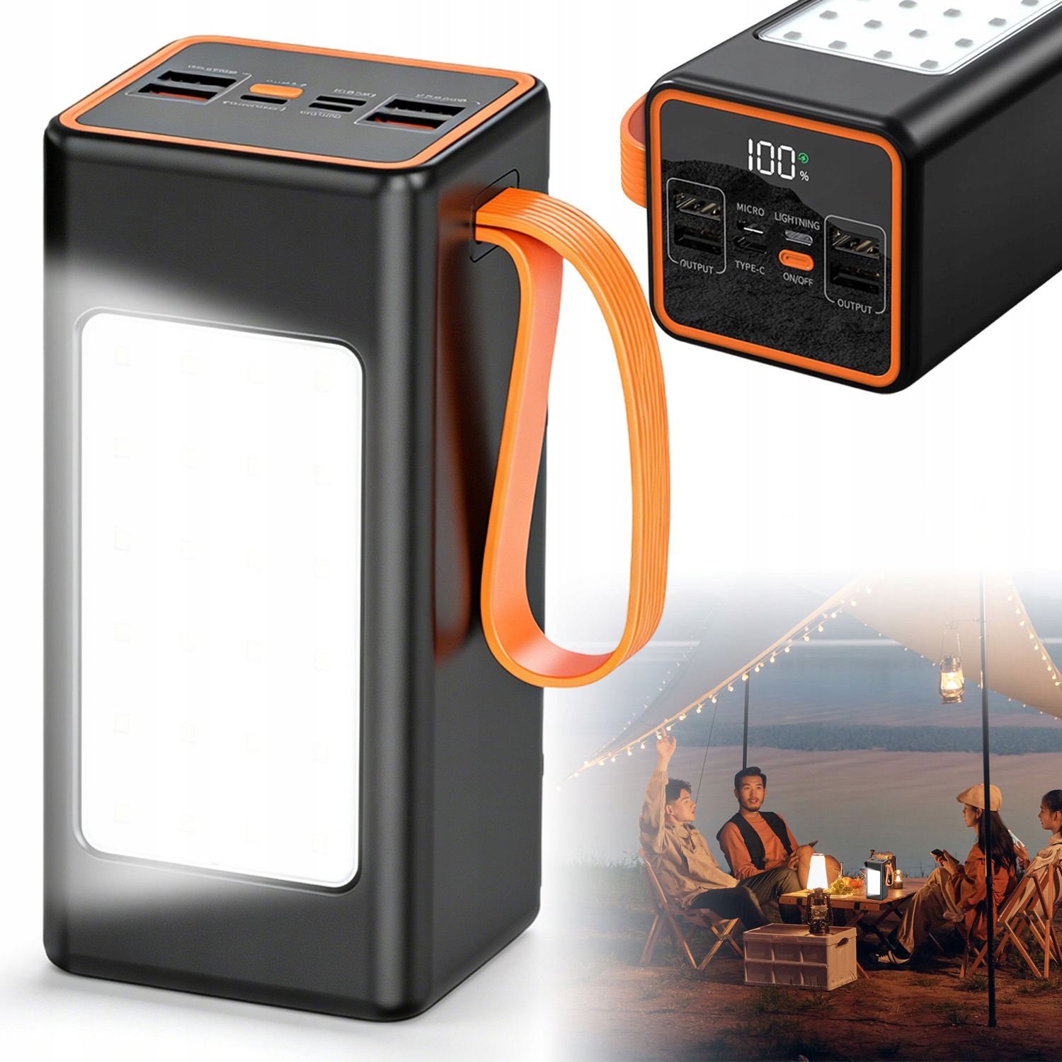 Výkonná Powerbanka S Kabely 50000 Mah, 6 Zařízení S Led Diodami